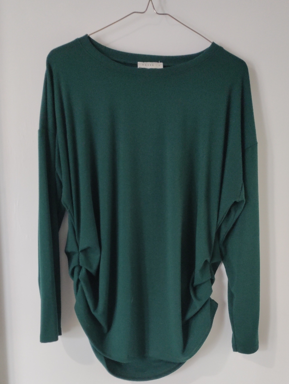 Hayes LP Women's Emerald Green Long Sleeve Draped Top